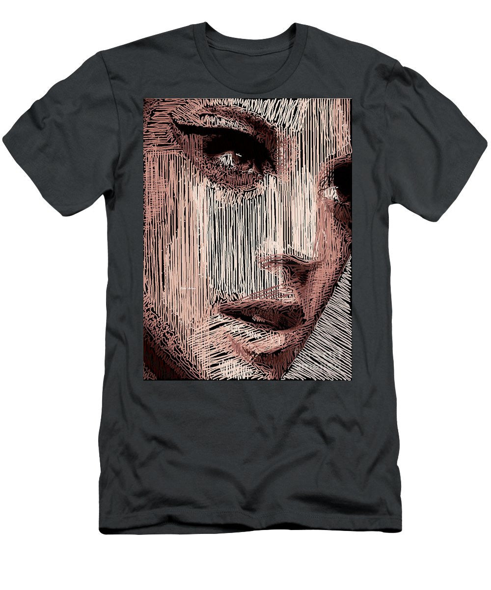 T-shirt pour homme (coupe ajustée) - Portrait en studio au crayon 57