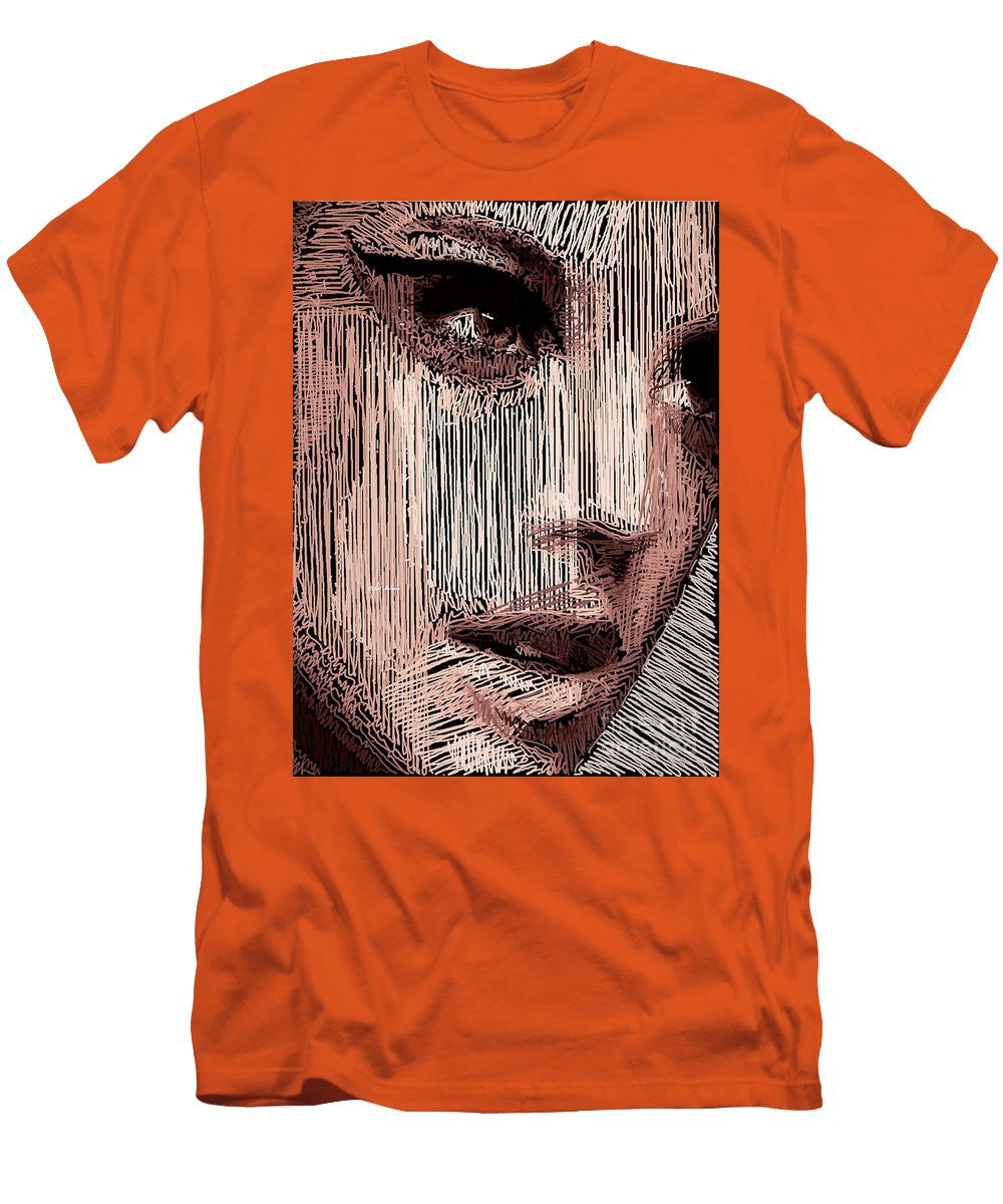 T-shirt pour homme (coupe ajustée) - Portrait en studio au crayon 57