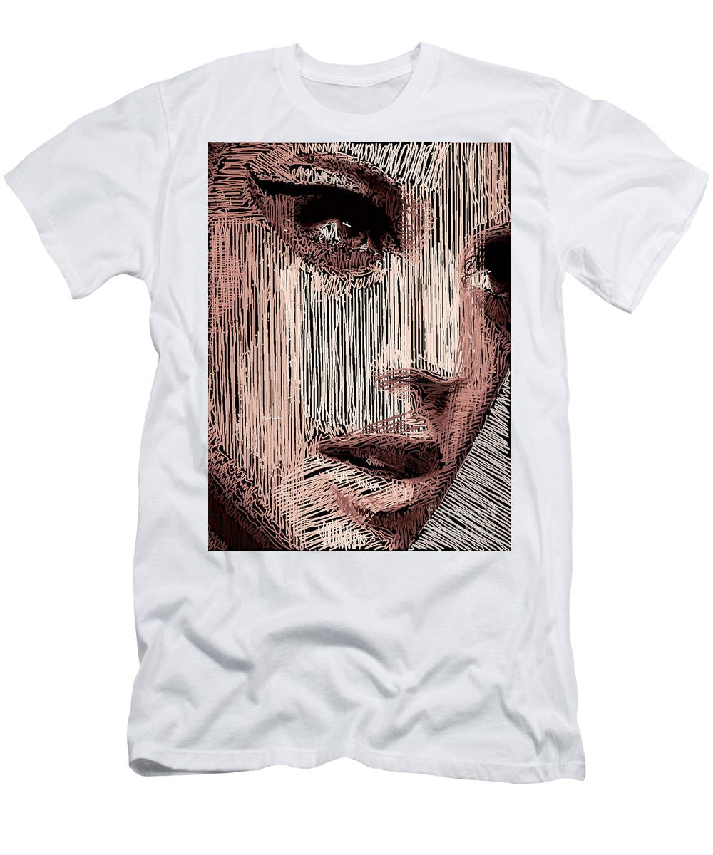 T-shirt pour homme (coupe ajustée) - Portrait en studio au crayon 57