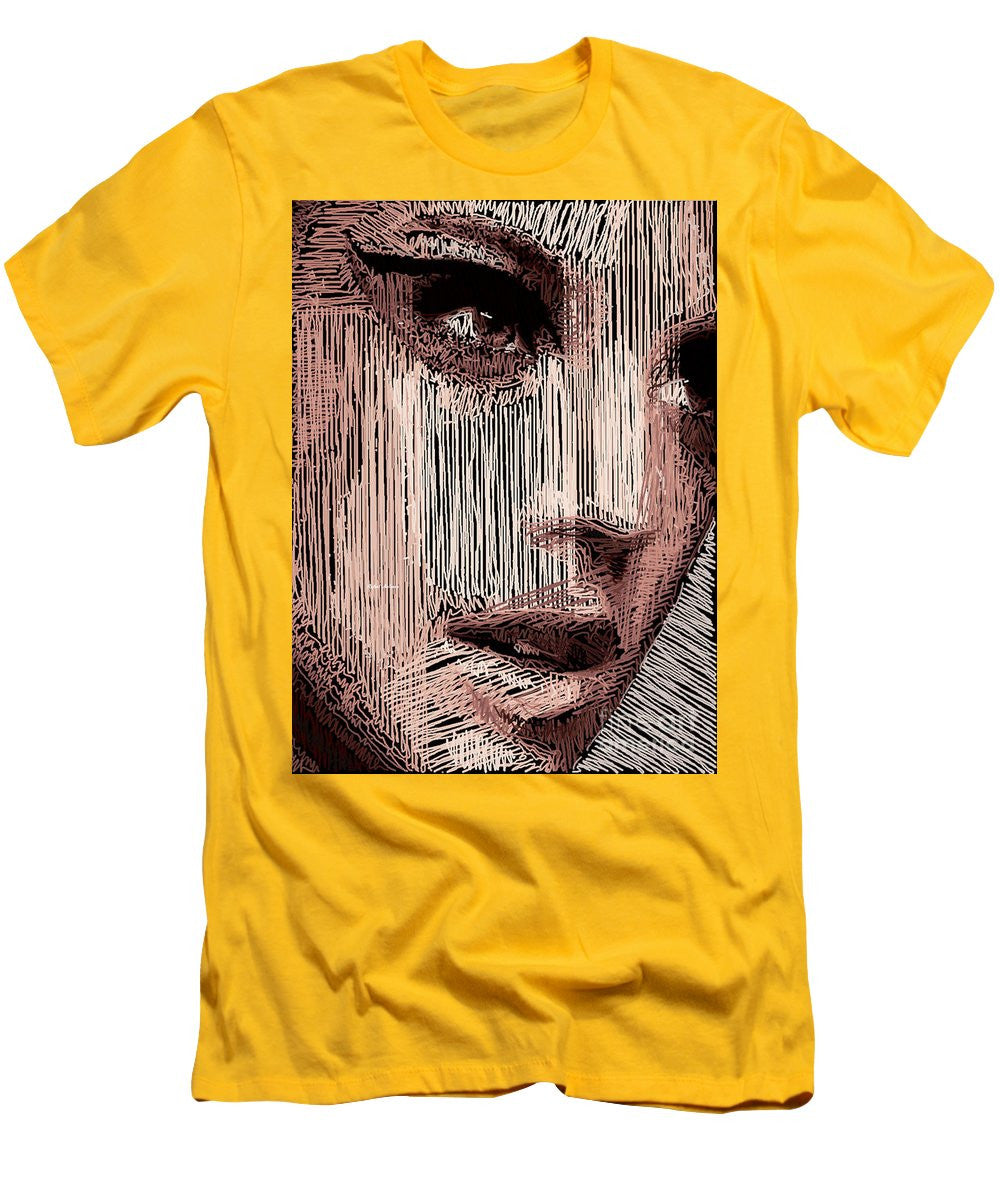 T-shirt pour homme (coupe ajustée) - Portrait en studio au crayon 57