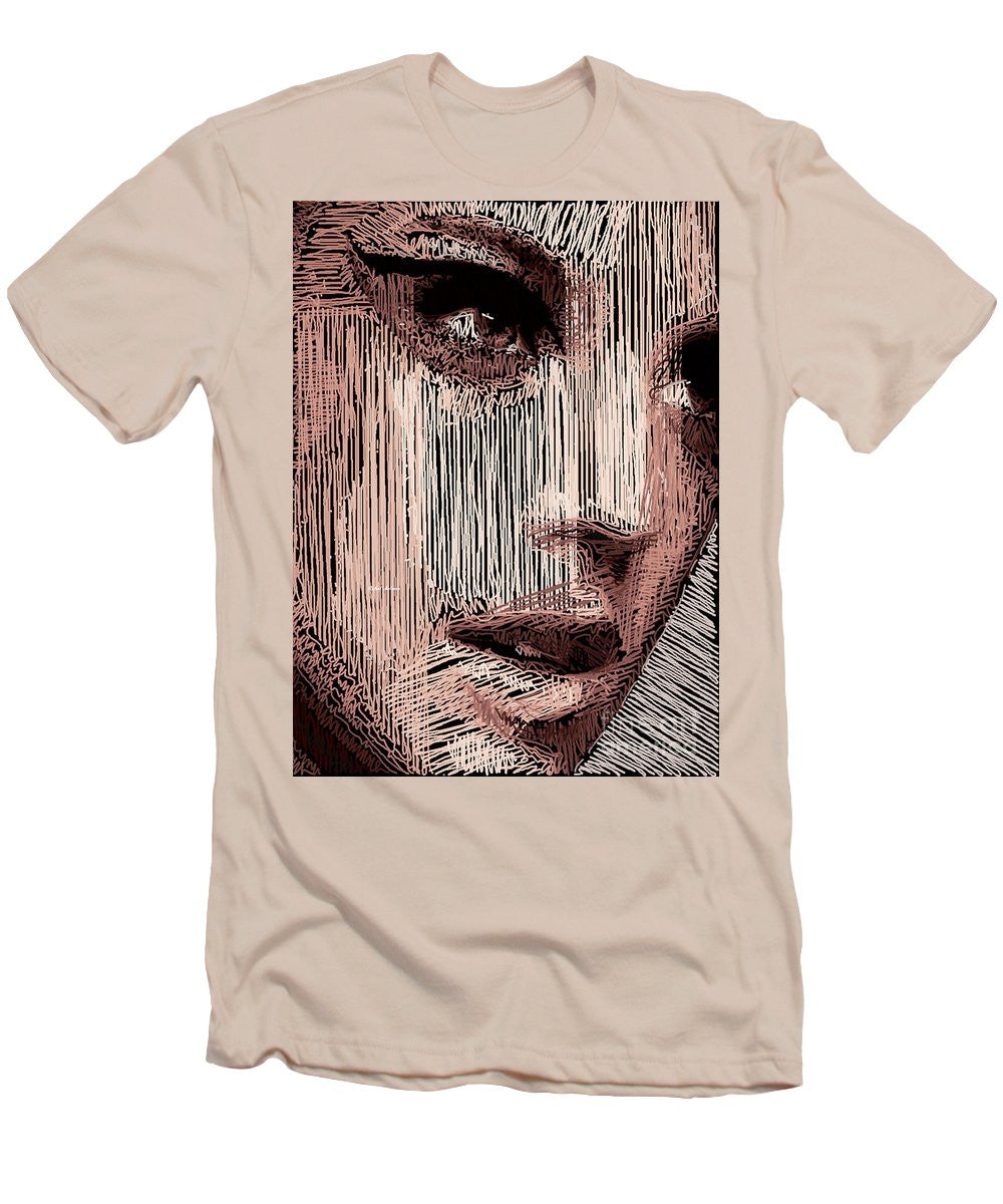 T-shirt pour homme (coupe ajustée) - Portrait en studio au crayon 57