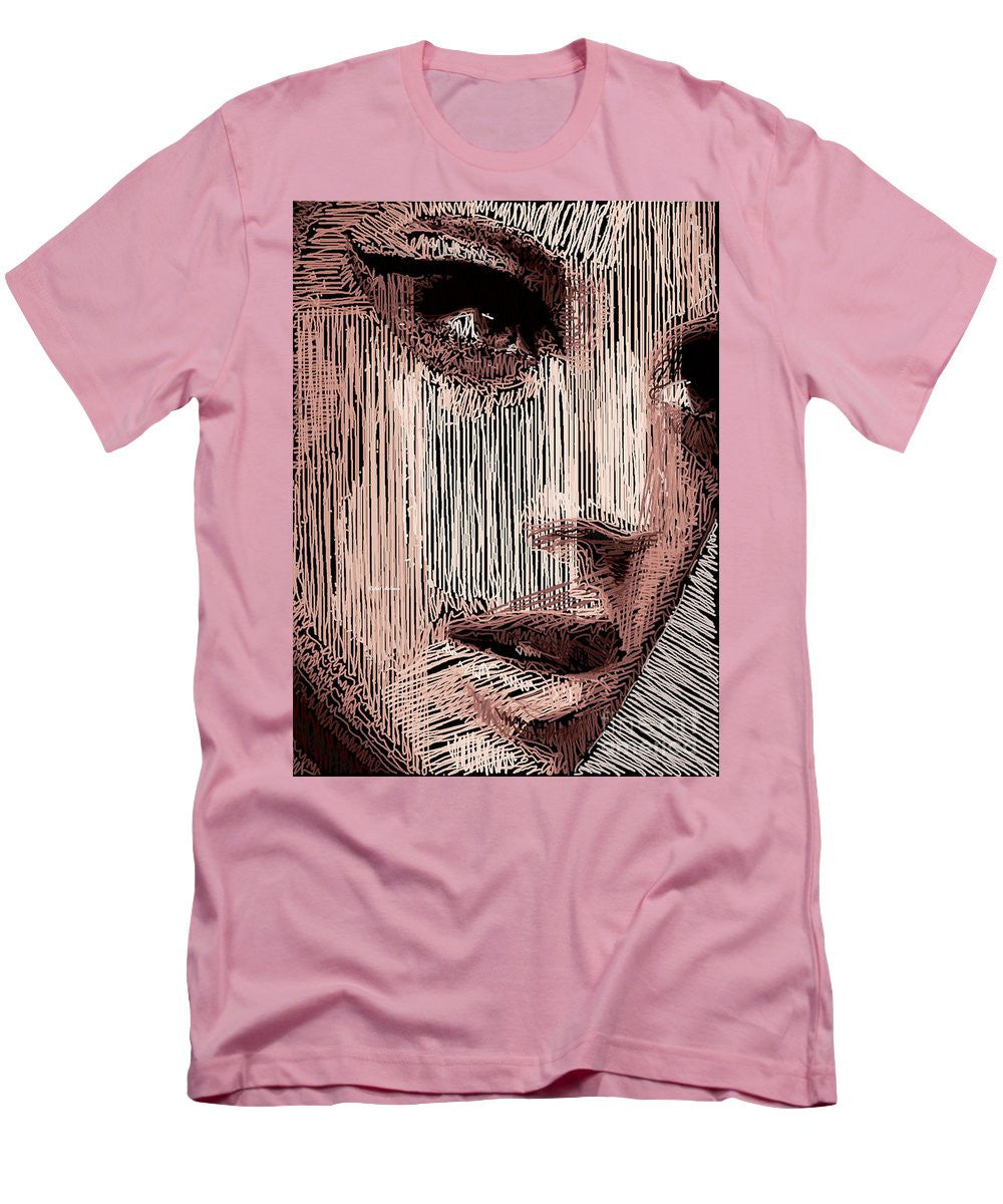 T-shirt pour homme (coupe ajustée) - Portrait en studio au crayon 57