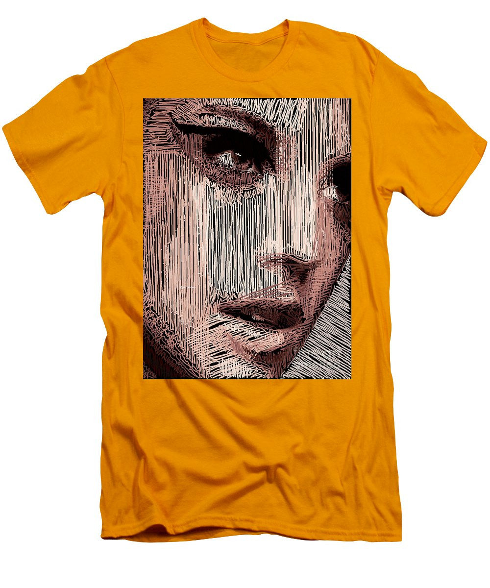 T-shirt pour homme (coupe ajustée) - Portrait en studio au crayon 57