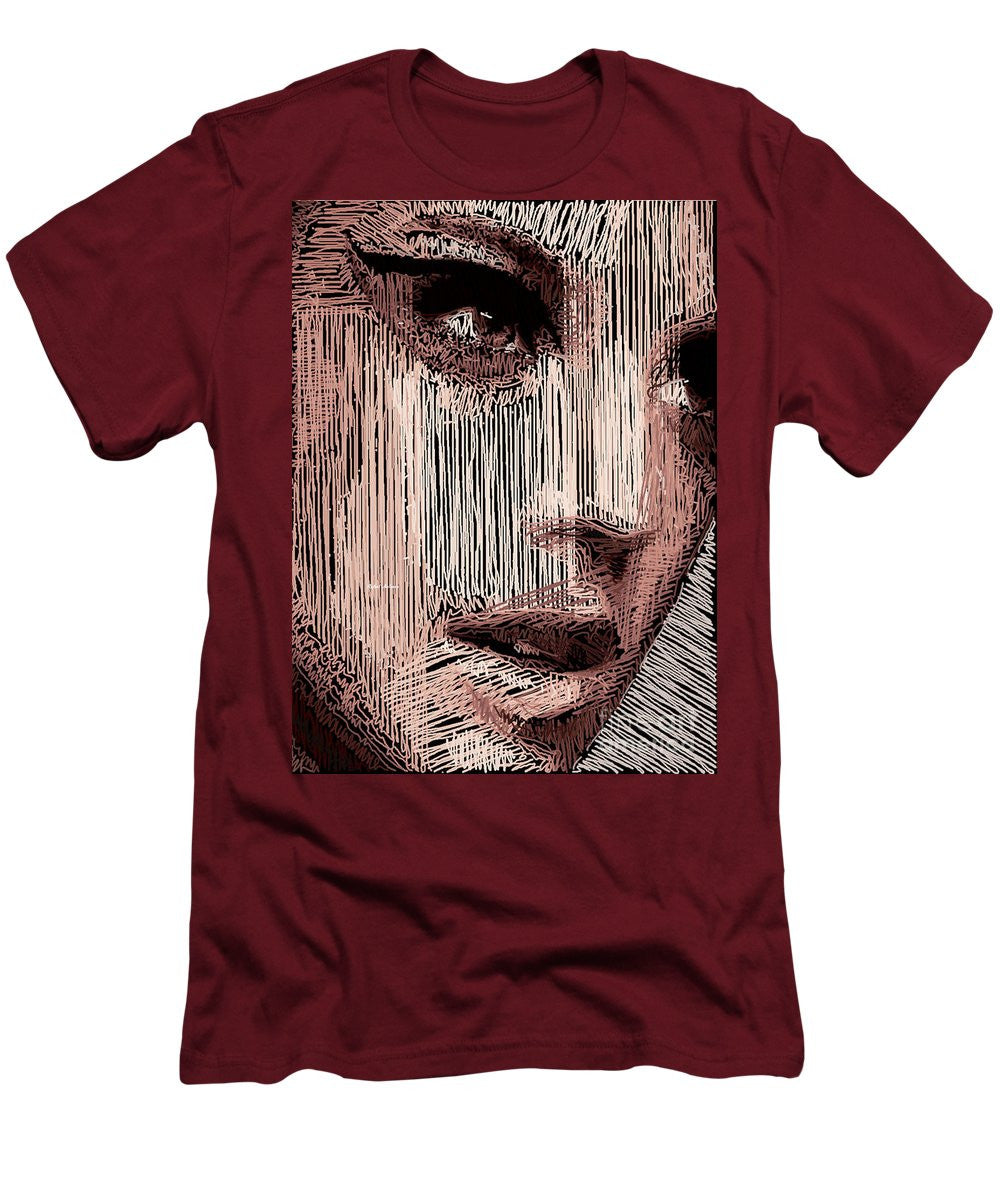 T-shirt pour homme (coupe ajustée) - Portrait en studio au crayon 57