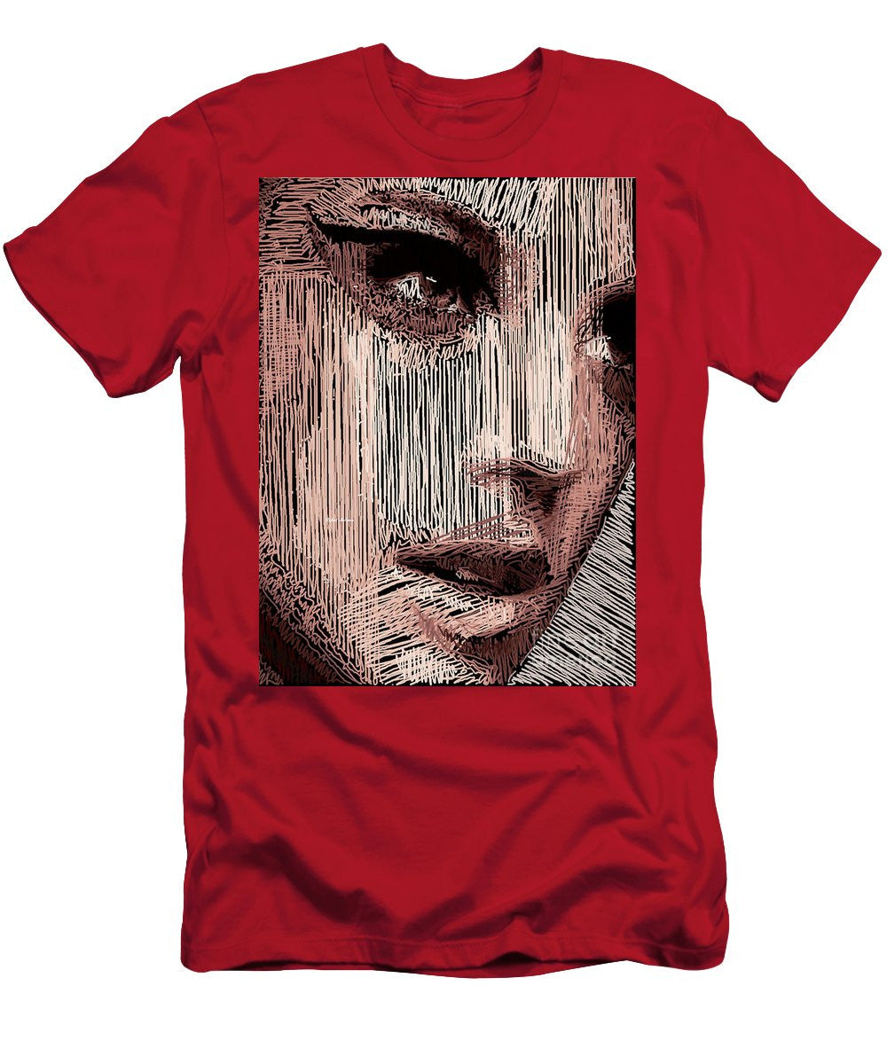 T-shirt pour homme (coupe ajustée) - Portrait en studio au crayon 57