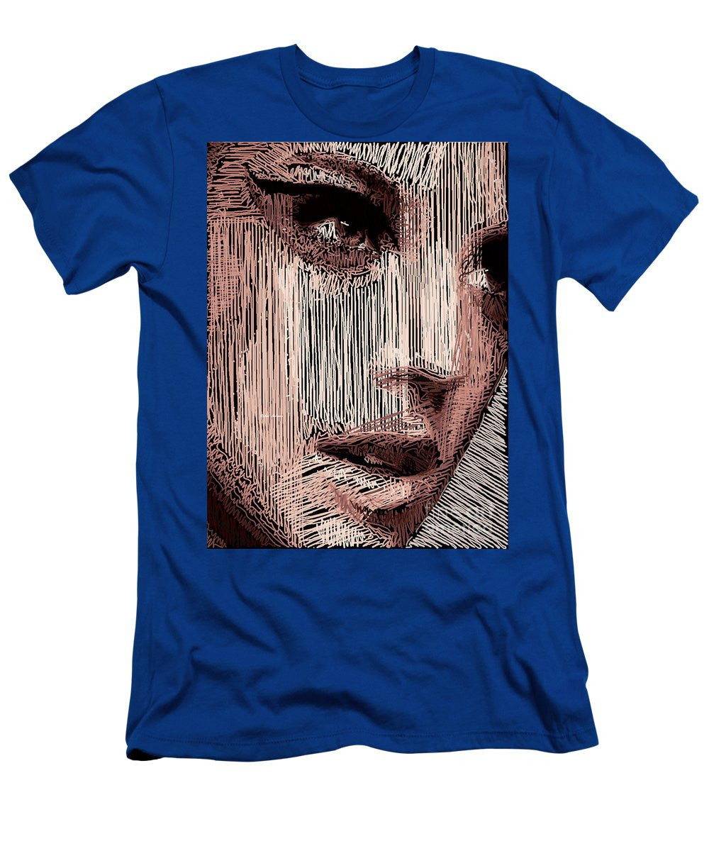 T-shirt pour homme (coupe ajustée) - Portrait en studio au crayon 57