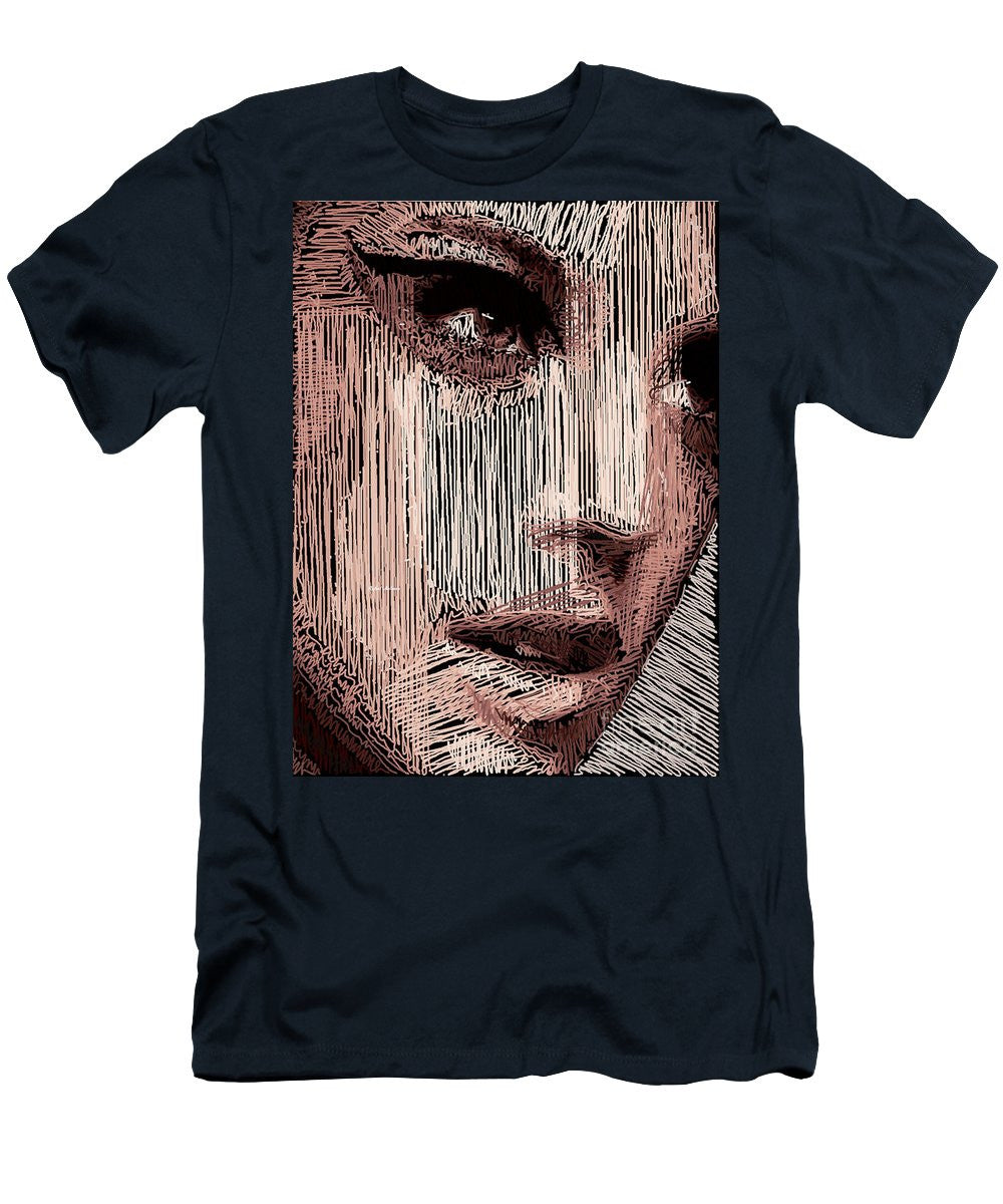 T-shirt pour homme (coupe ajustée) - Portrait en studio au crayon 57