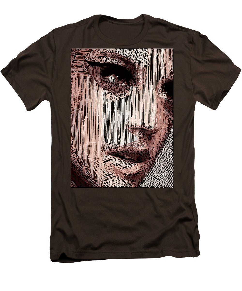 T-shirt pour homme (coupe ajustée) - Portrait en studio au crayon 57