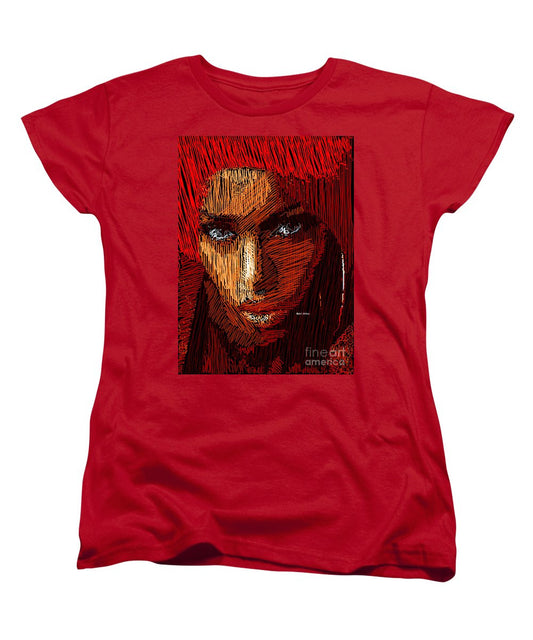 T-shirt femme (coupe standard) - Portrait en studio au crayon 61