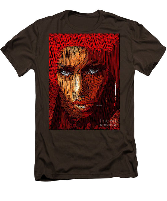 T-shirt pour homme (coupe ajustée) - Portrait en studio au crayon 61