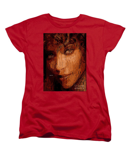 T-shirt femme (coupe standard) - Portrait en studio au crayon 62