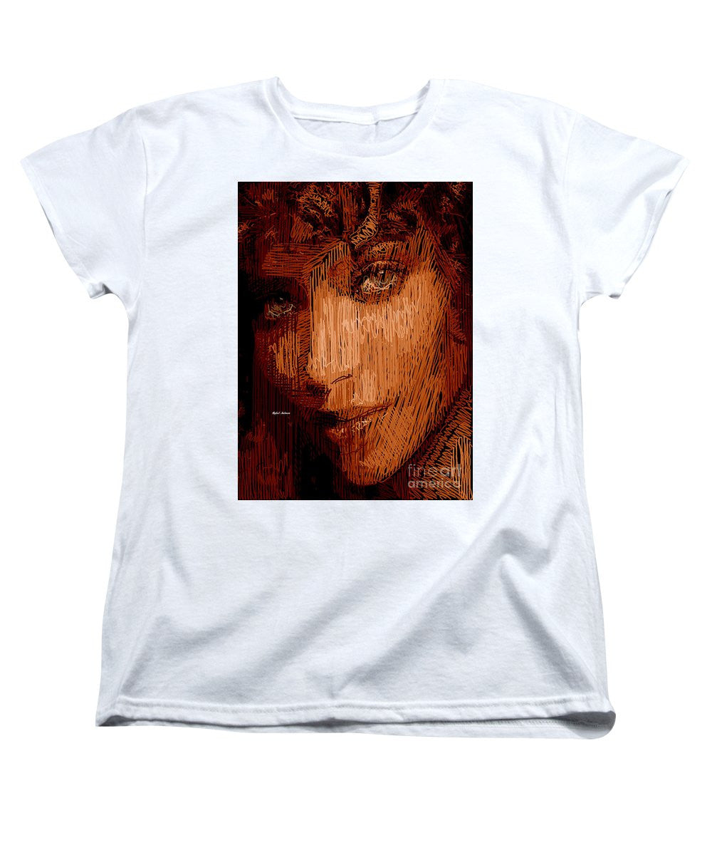 T-shirt femme (coupe standard) - Portrait en studio au crayon 62