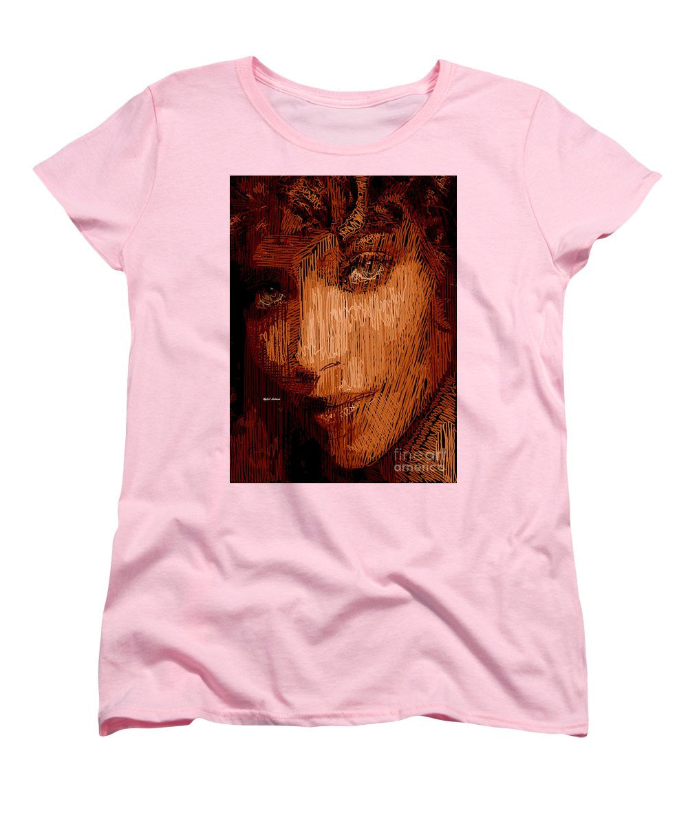 T-shirt femme (coupe standard) - Portrait en studio au crayon 62