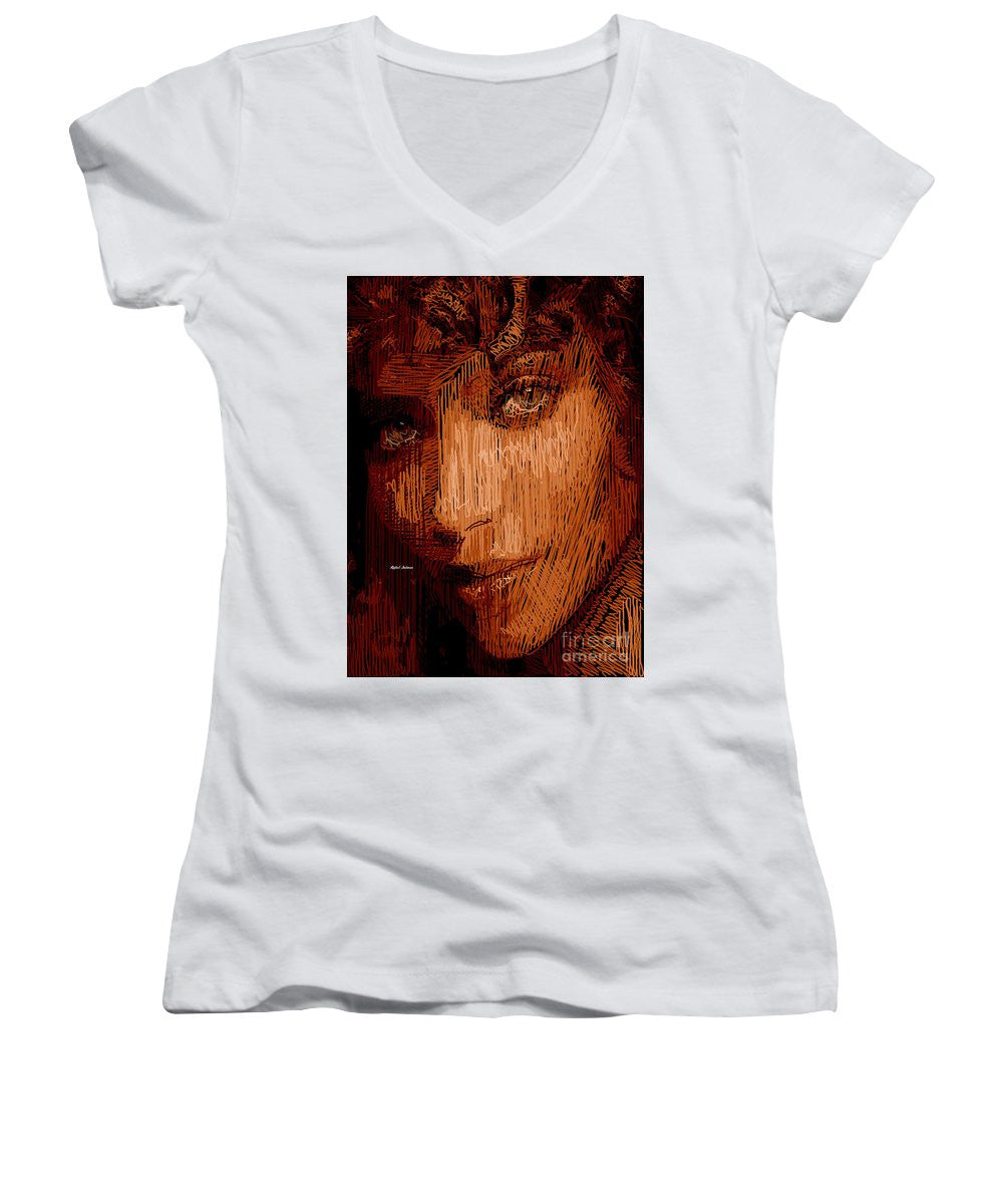 Women's V-Neck T-Shirt (Junior Cut) - Studio Portrait In Pencil 62