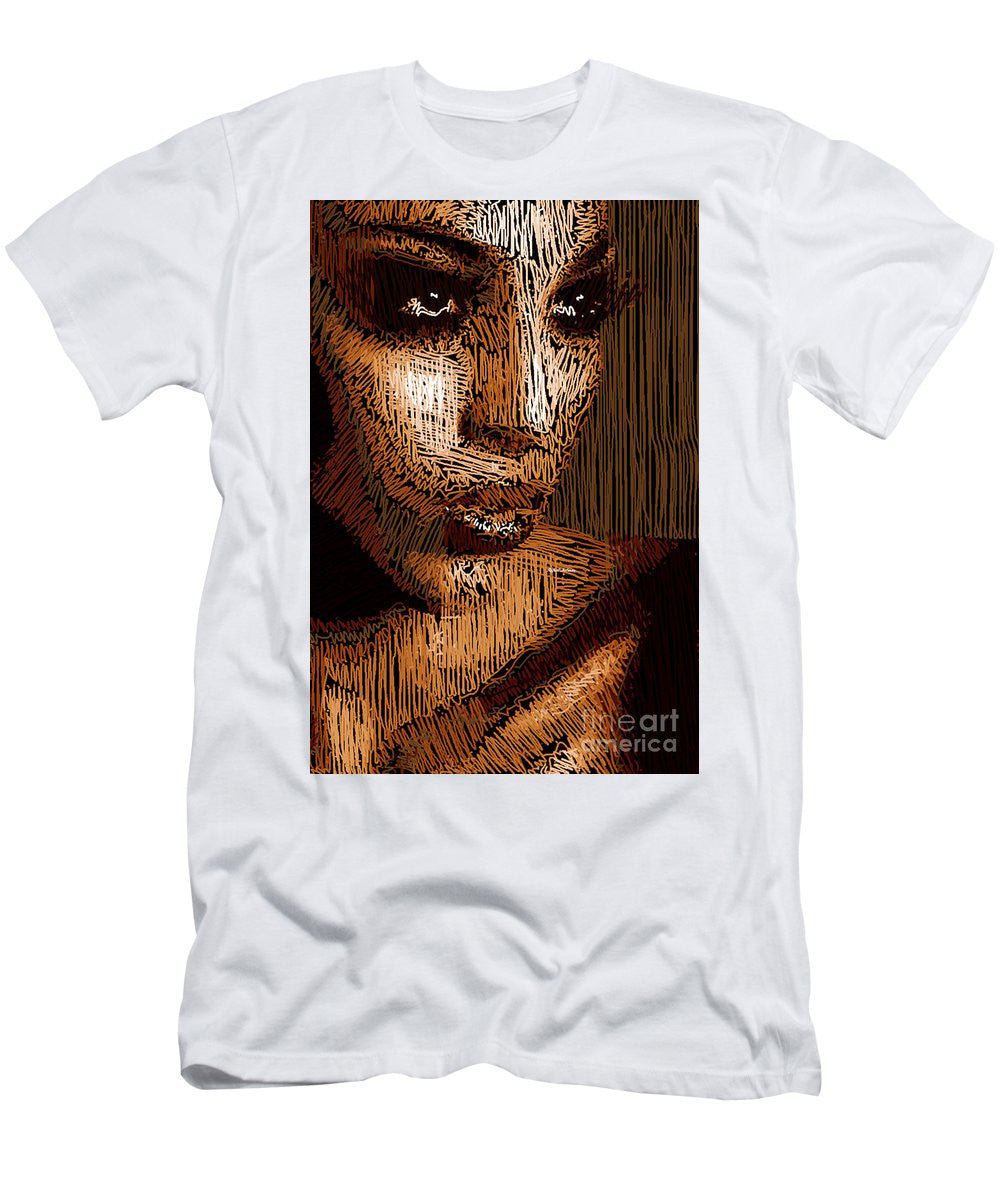 T-shirt pour homme (coupe ajustée) - Portrait en studio au crayon 63