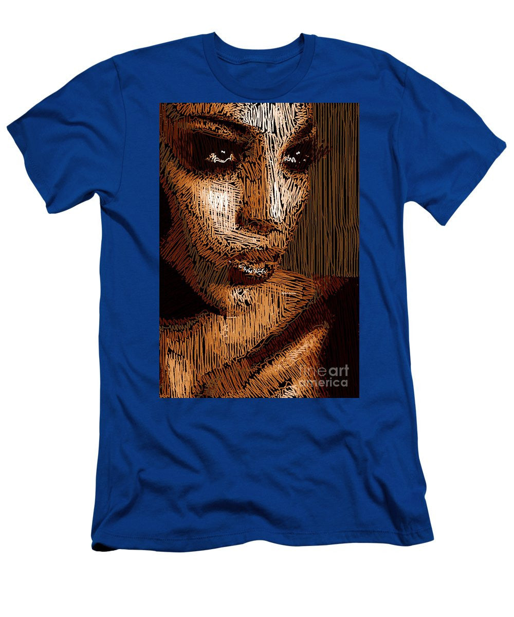 T-shirt pour homme (coupe ajustée) - Portrait en studio au crayon 63