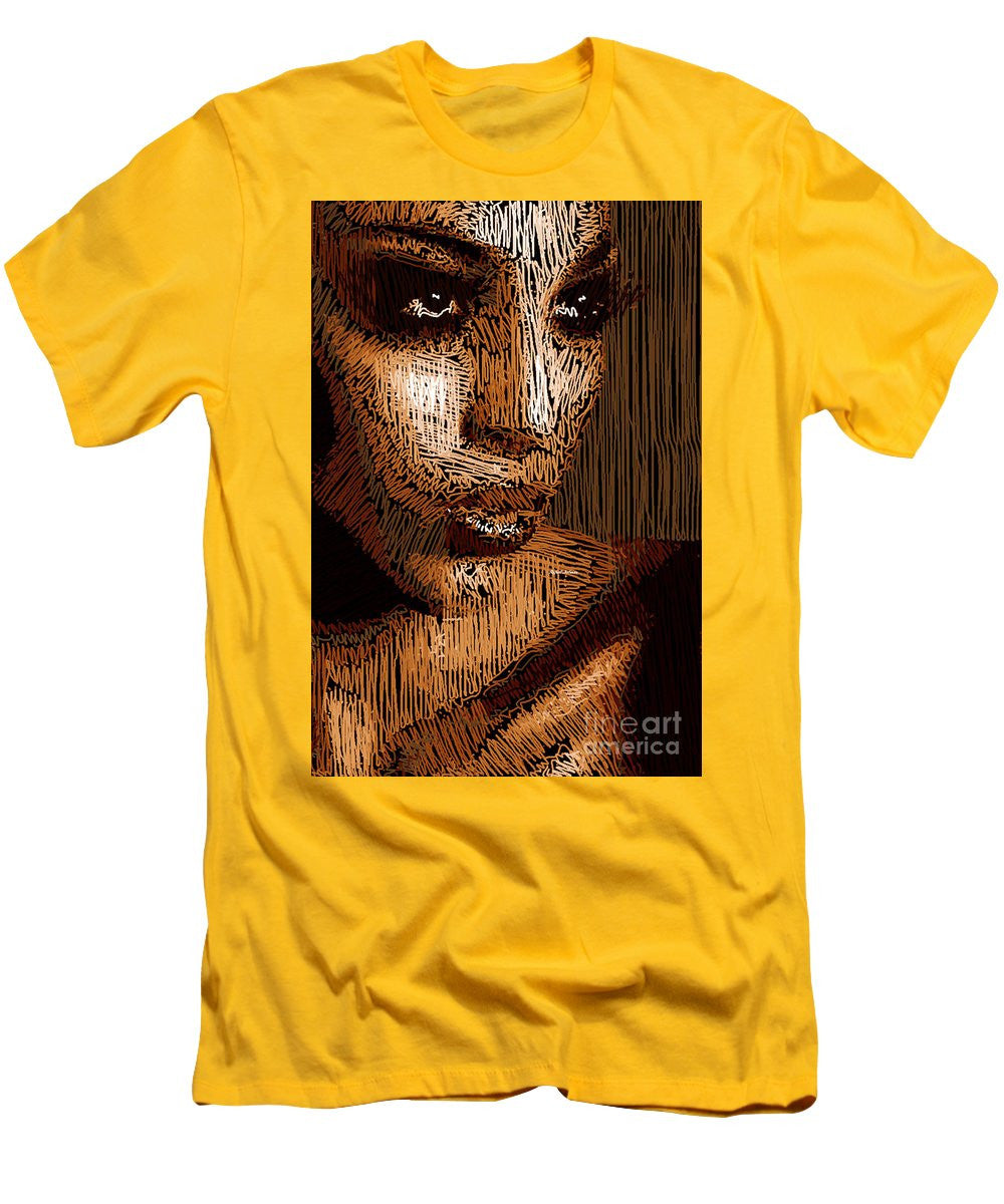 T-shirt pour homme (coupe ajustée) - Portrait en studio au crayon 63