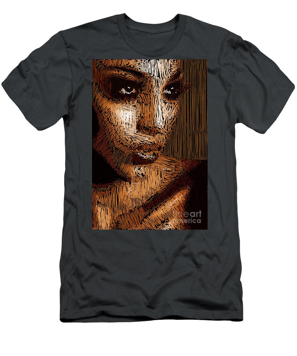 T-shirt pour homme (coupe ajustée) - Portrait en studio au crayon 63