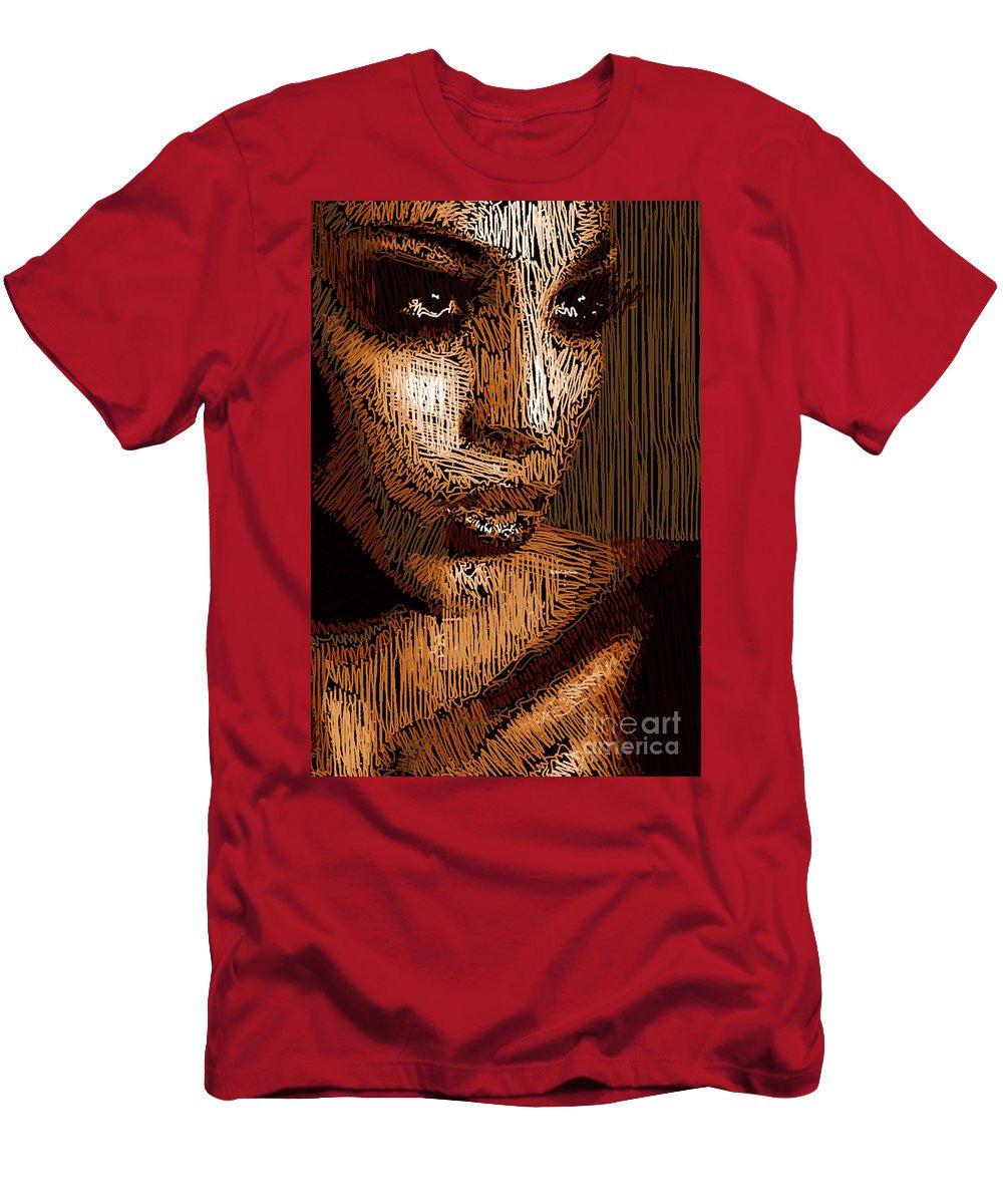 T-shirt pour homme (coupe ajustée) - Portrait en studio au crayon 63