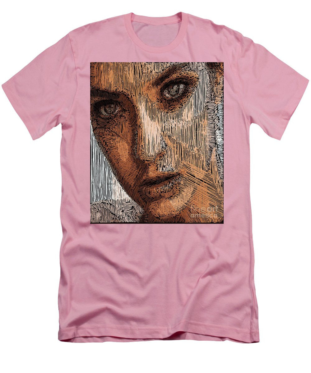 T-shirt pour homme (coupe ajustée) - Portrait en studio au crayon