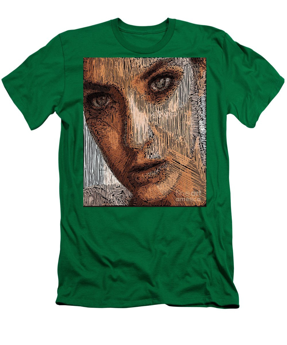 T-shirt pour homme (coupe ajustée) - Portrait en studio au crayon