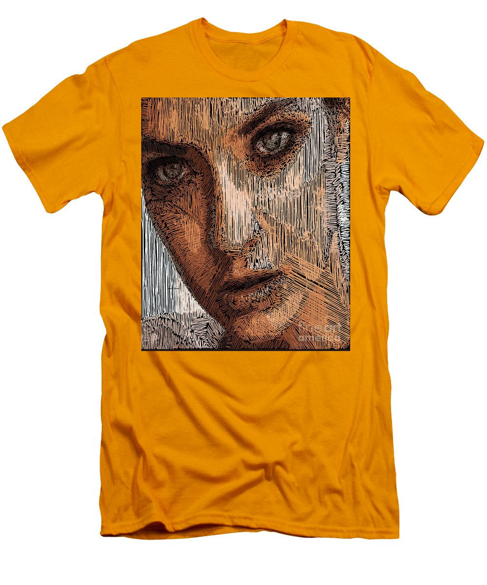 T-shirt pour homme (coupe ajustée) - Portrait en studio au crayon