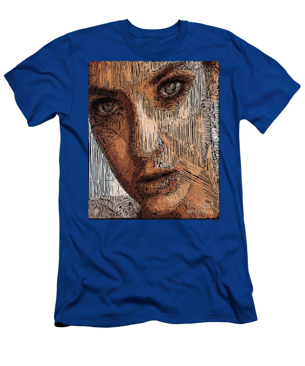 T-shirt pour homme (coupe ajustée) - Portrait en studio au crayon