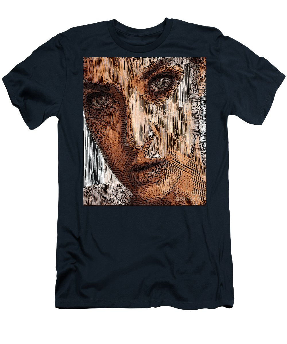 T-shirt pour homme (coupe ajustée) - Portrait en studio au crayon