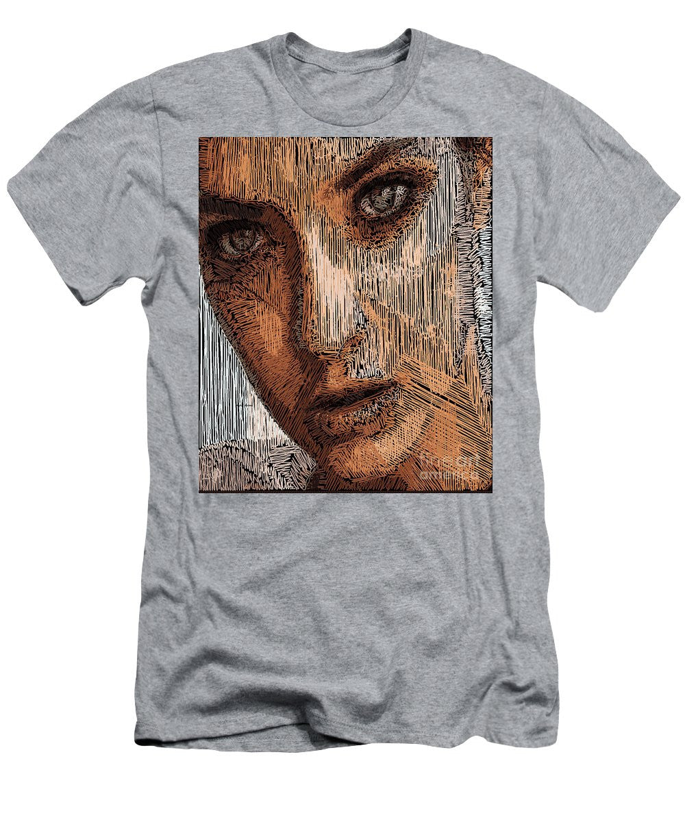 T-shirt pour homme (coupe ajustée) - Portrait en studio au crayon