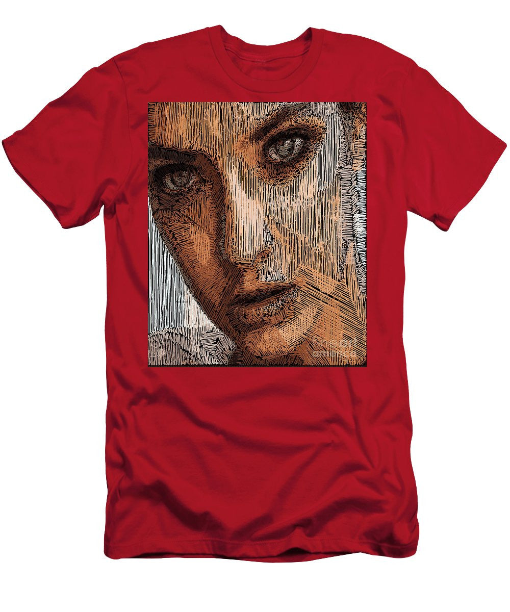 T-shirt pour homme (coupe ajustée) - Portrait en studio au crayon