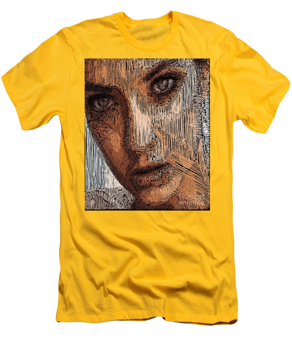 T-shirt pour homme (coupe ajustée) - Portrait en studio au crayon