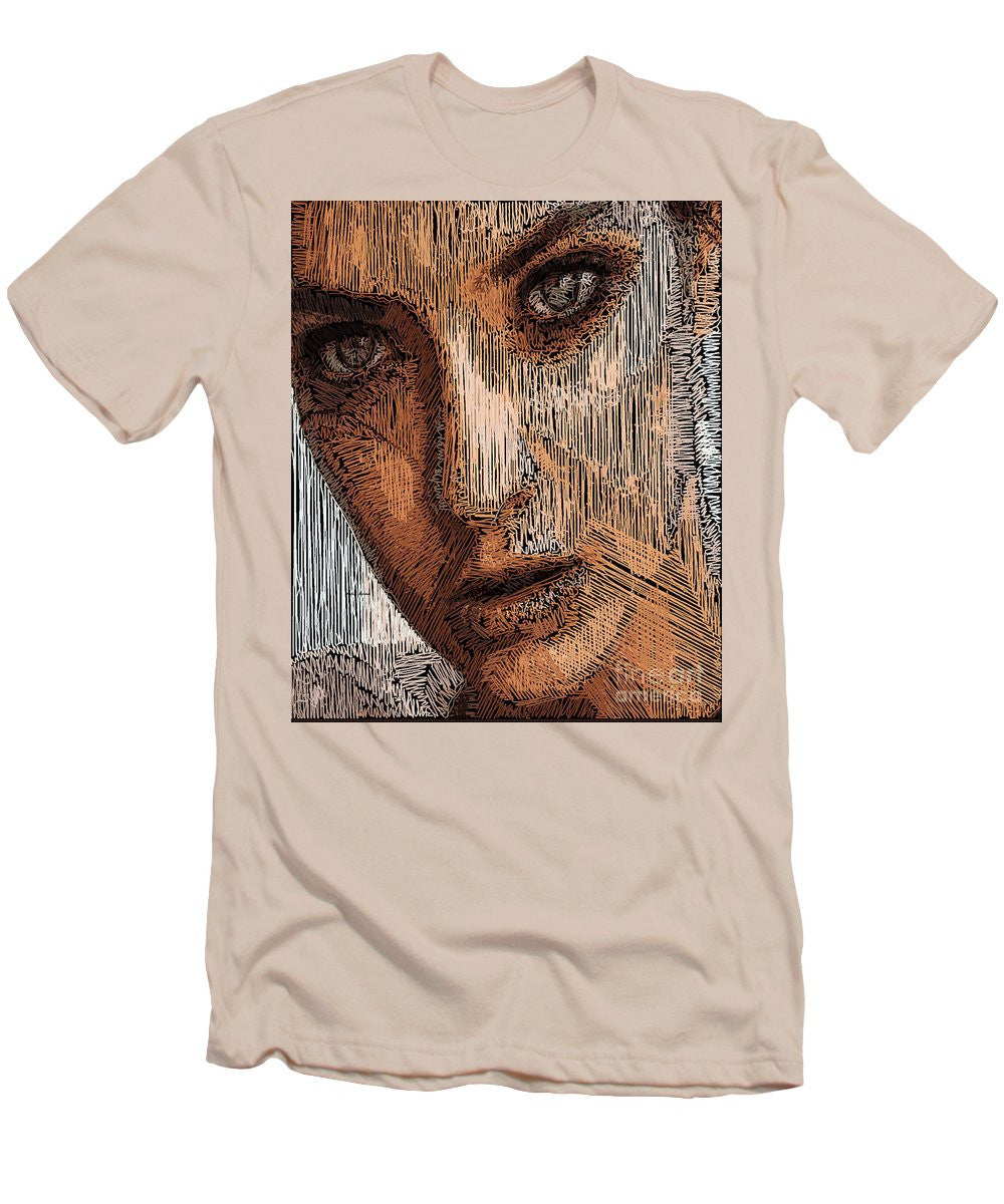 T-shirt pour homme (coupe ajustée) - Portrait en studio au crayon