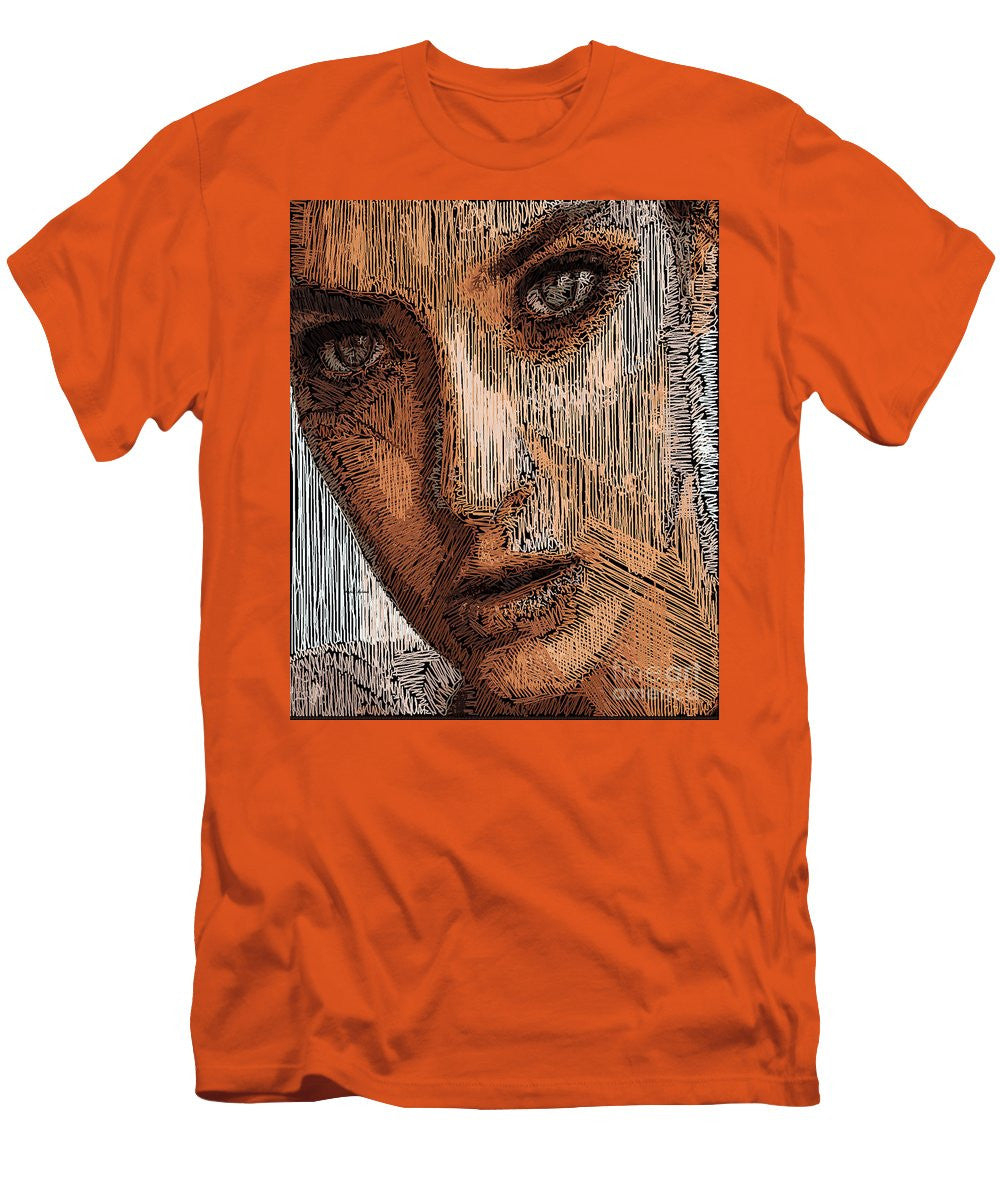 T-shirt pour homme (coupe ajustée) - Portrait en studio au crayon