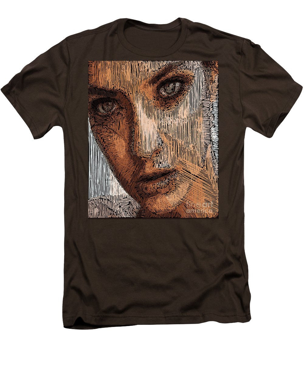 T-shirt pour homme (coupe ajustée) - Portrait en studio au crayon