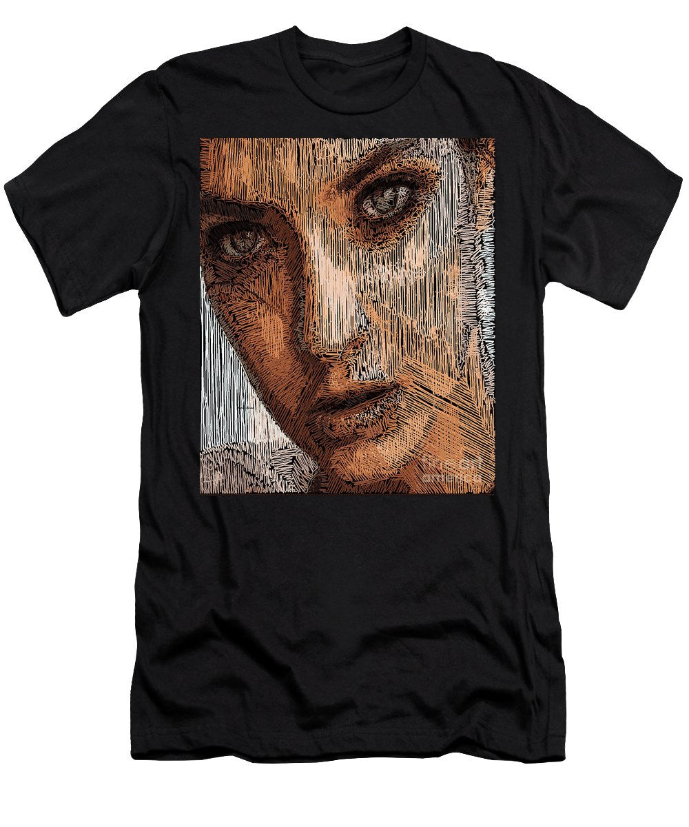 T-shirt pour homme (coupe ajustée) - Portrait en studio au crayon