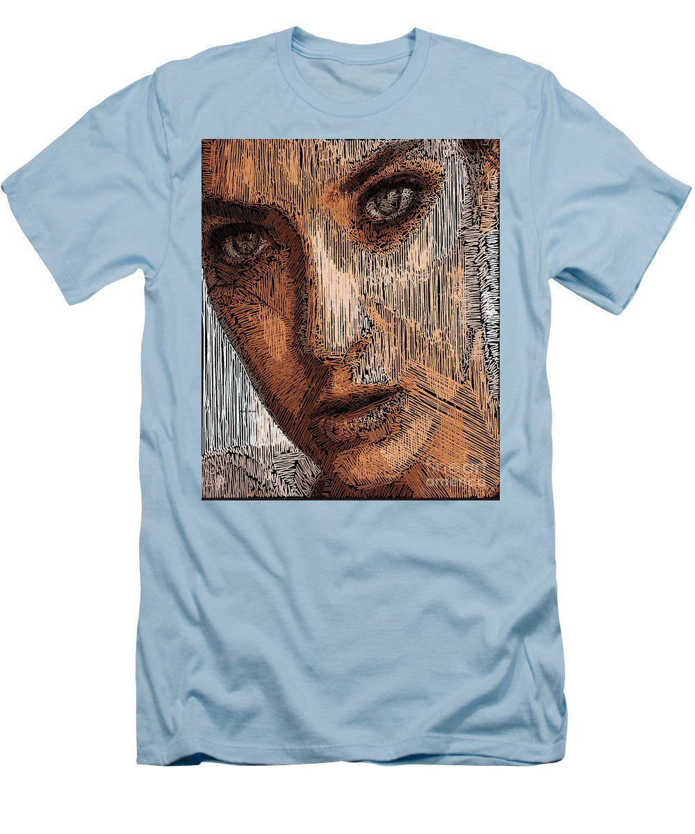 T-shirt pour homme (coupe ajustée) - Portrait en studio au crayon