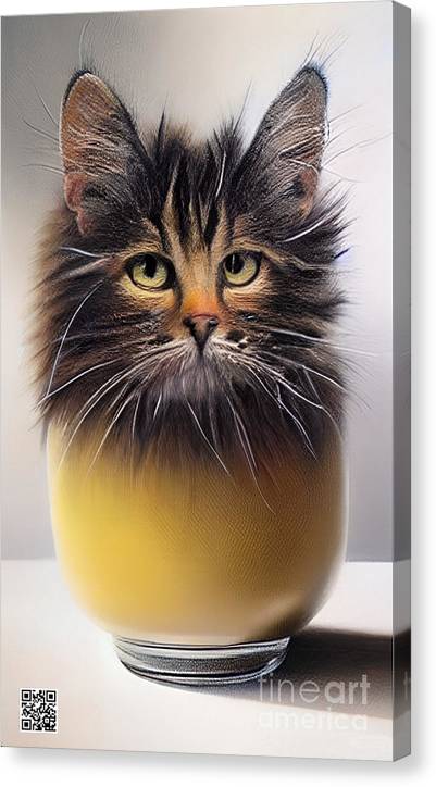 Teacup Cat - Canvas Print