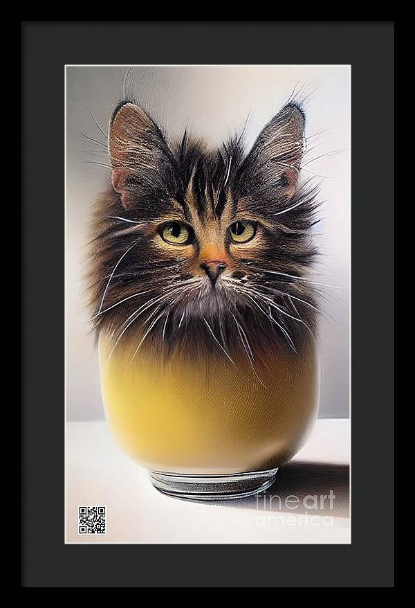 Teacup Cat - Framed Print