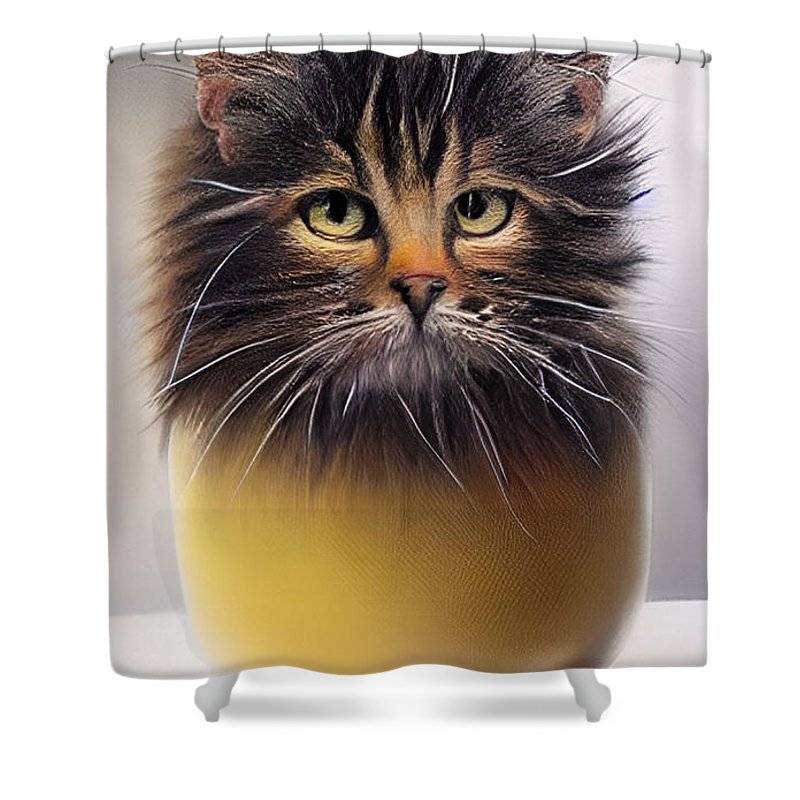 Chat tasse de thé - Rideau de douche