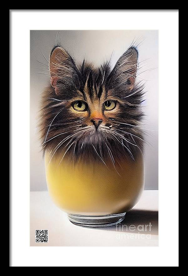 Teacup Cat - Framed Print