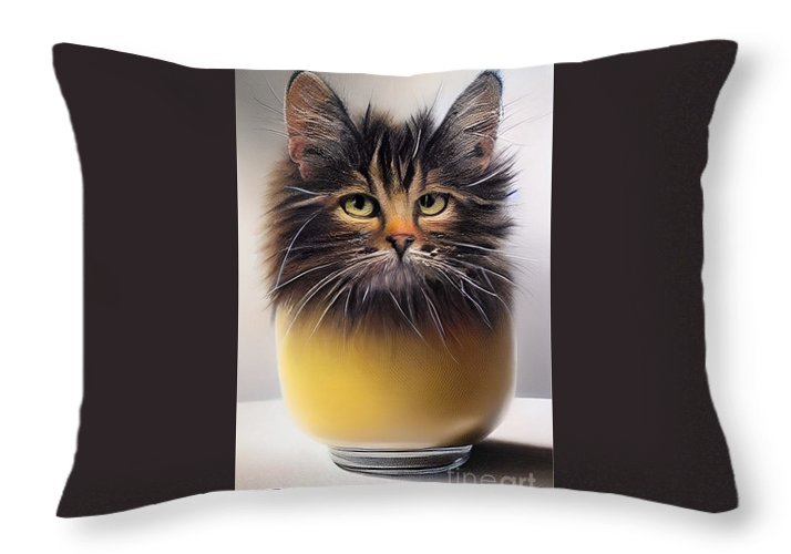 Teacup Cat - Throw Pillow