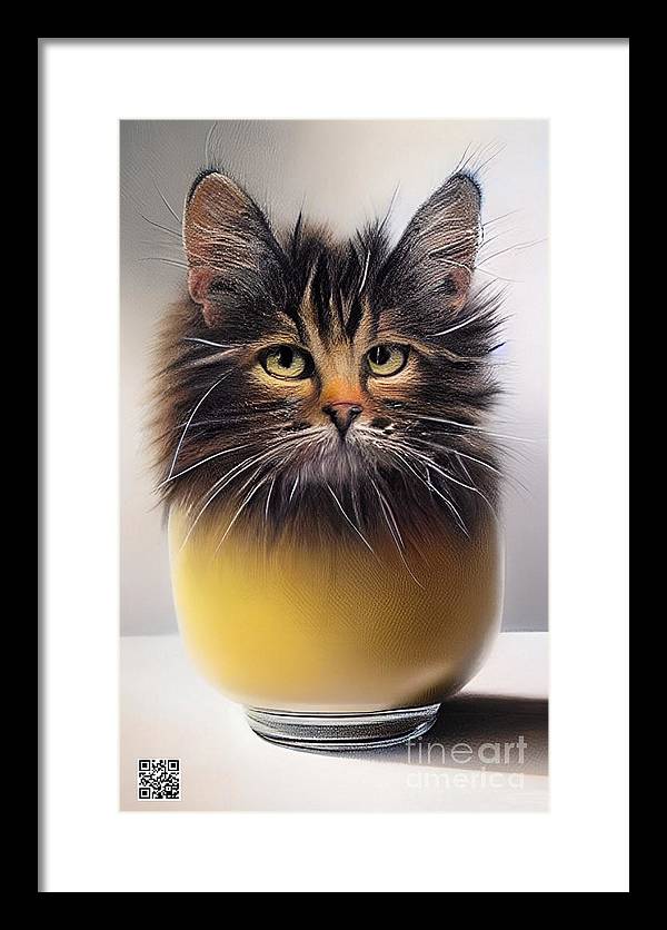 Teacup Cat - Framed Print