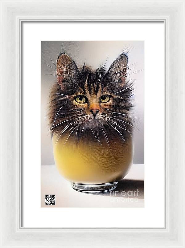 Teacup Cat - Framed Print