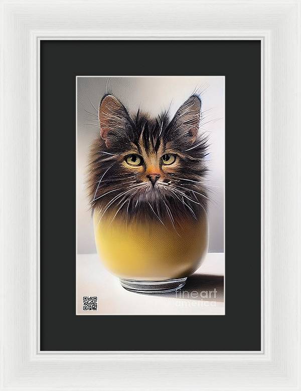 Teacup Cat - Framed Print