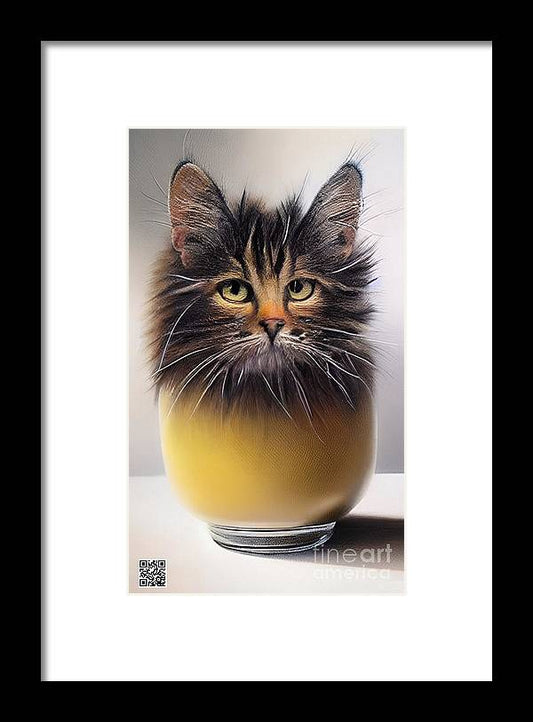 Teacup Cat - Framed Print