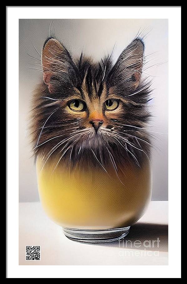 Teacup Cat - Framed Print