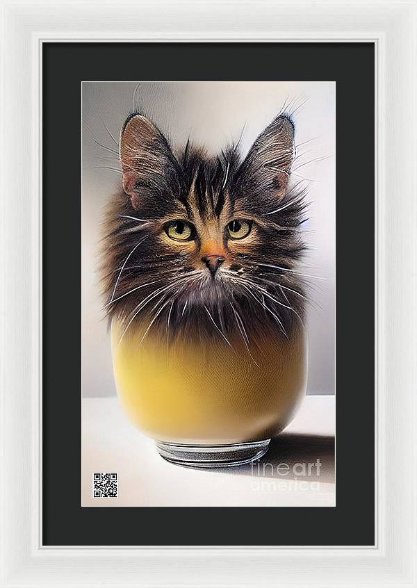 Teacup Cat - Framed Print