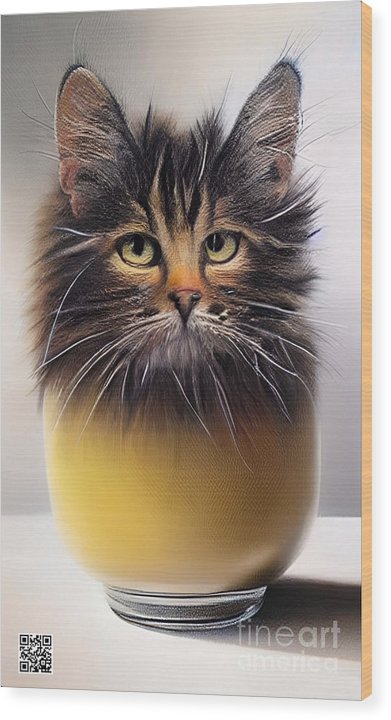 Teacup Cat - Wood Print