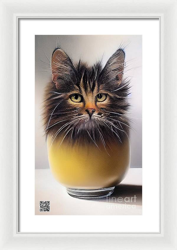 Teacup Cat - Framed Print