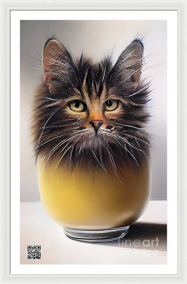 Teacup Cat - Framed Print